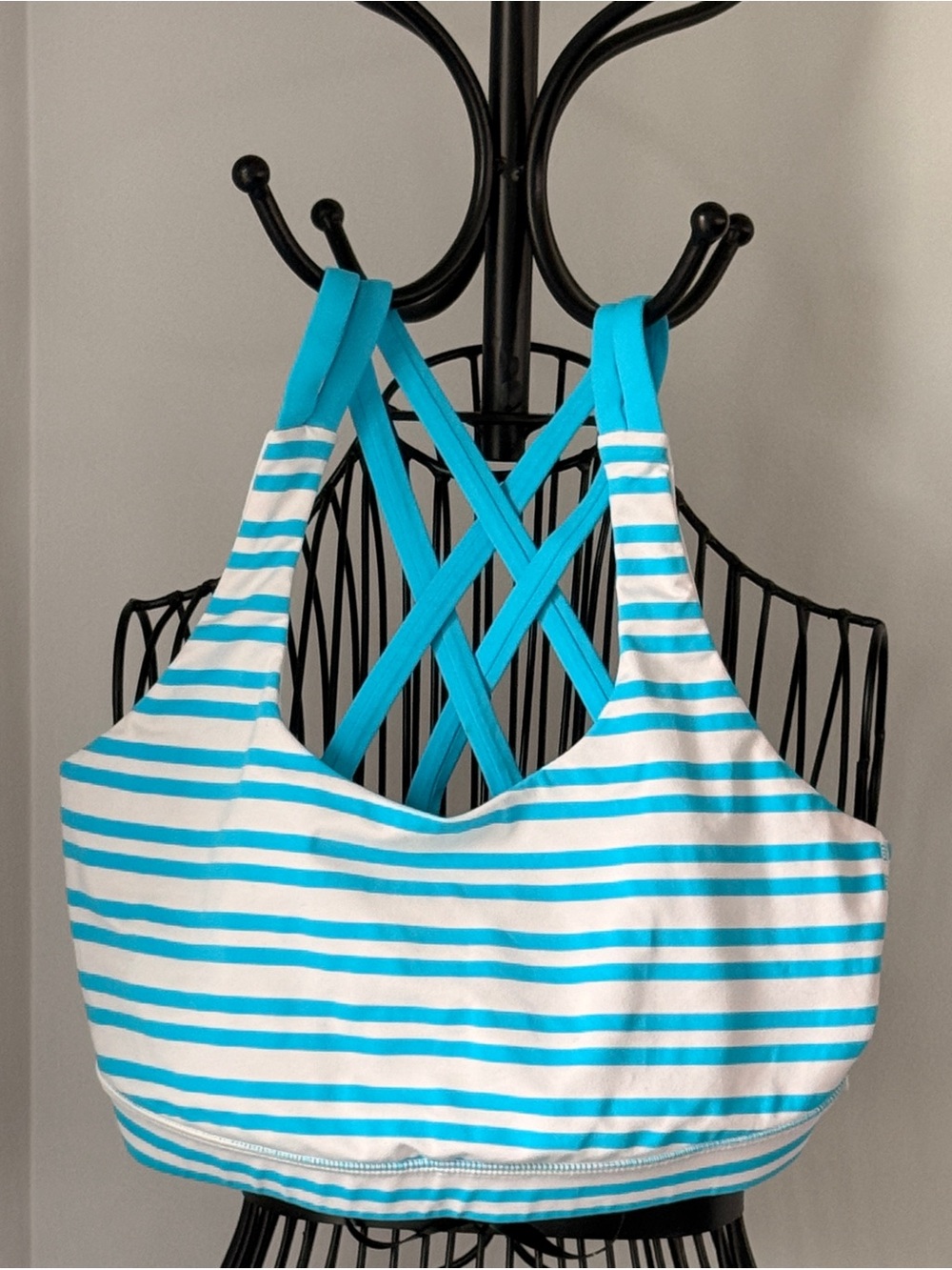 lululemon athletica Blue and White Striped Sports Bra
